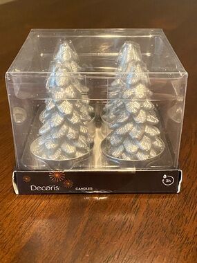 NIB - Silver Pine Tree Tealight Candles (Set of 4)